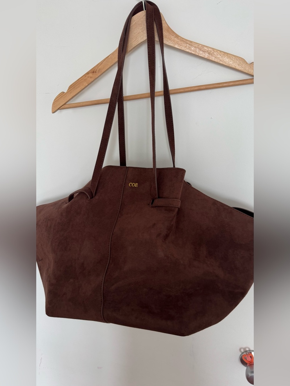Brown faux Suede Tote Bag - Large Women's Shoulder Bag